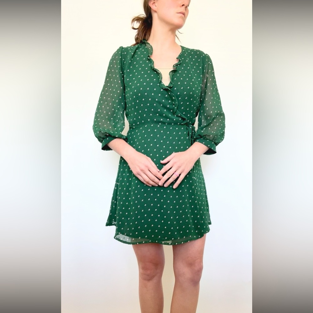 Lush Green Wrap Medium Polka dot Dress